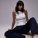 Topshop rib racer vest in white