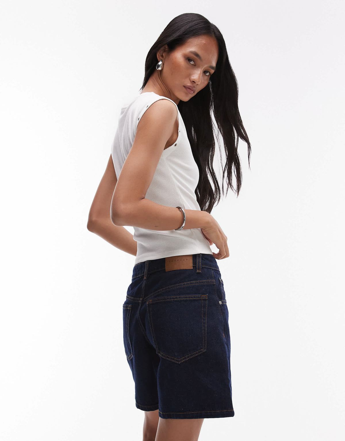 Topshop denim Editor shorts in raw look indigo