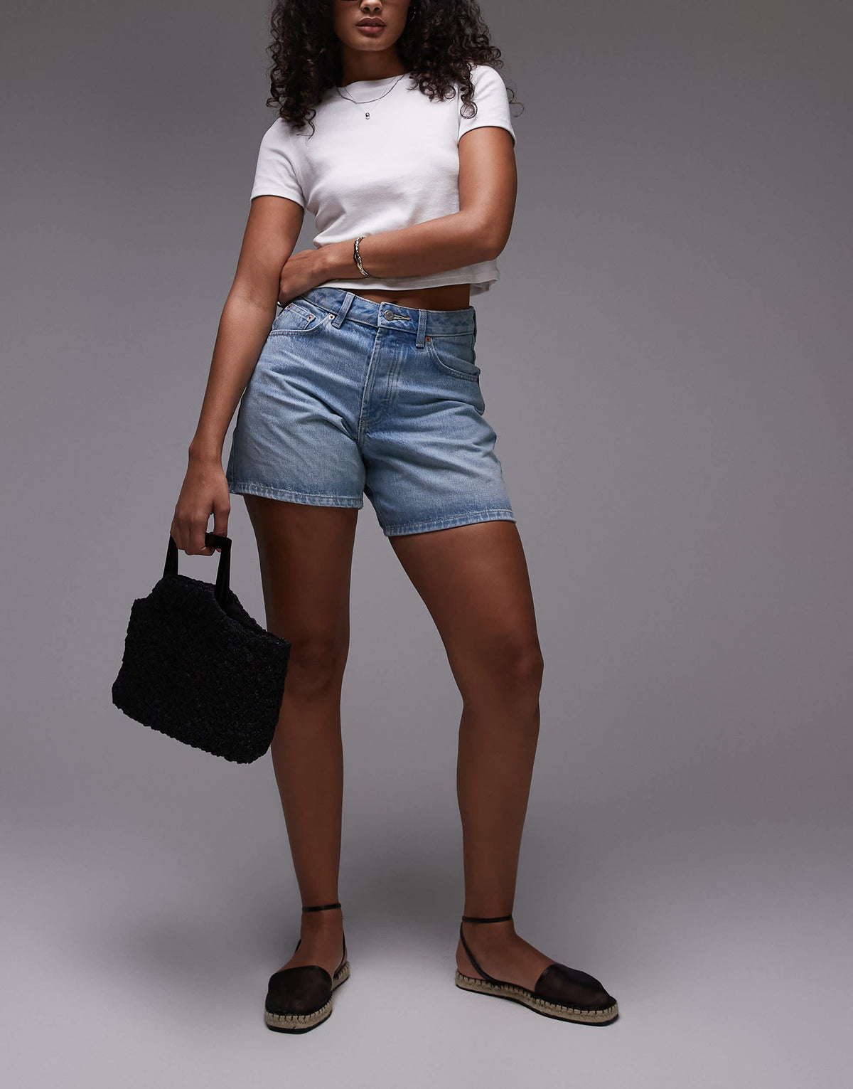 Topshop Hourglass denim Editor shorts in bleach