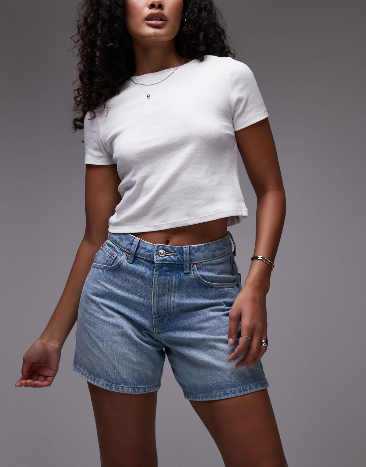 Topshop Hourglass denim Editor shorts in bleach