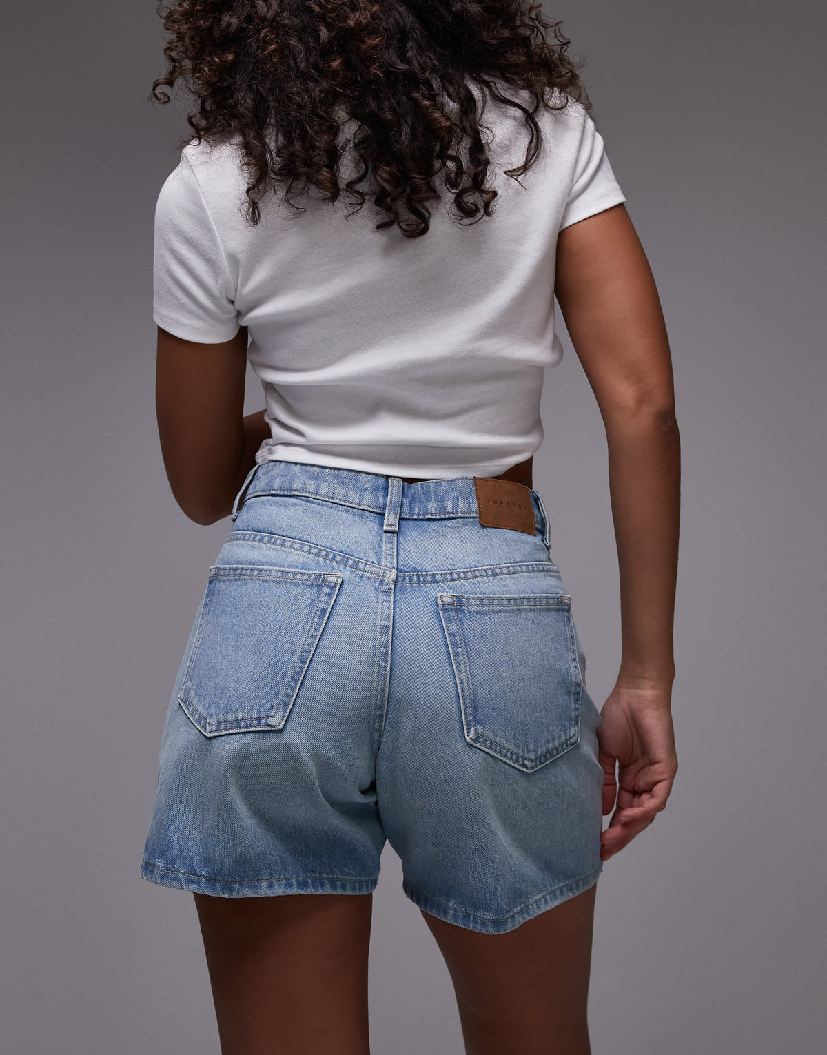Topshop Hourglass denim Editor shorts in bleach