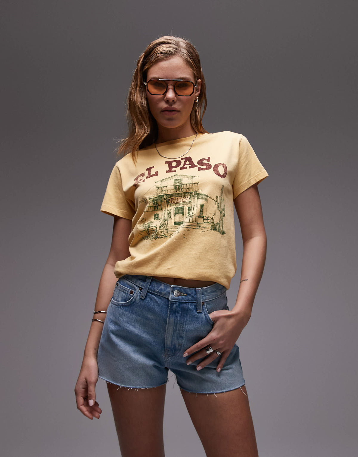 Topshop denim A-line shorts in bleach