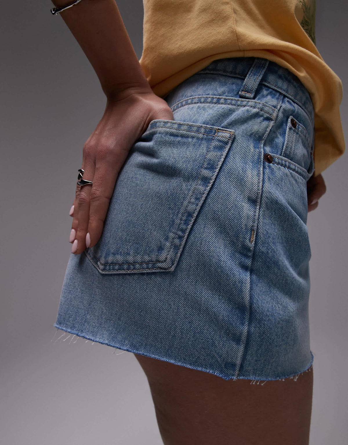 Topshop denim A-line shorts in bleach