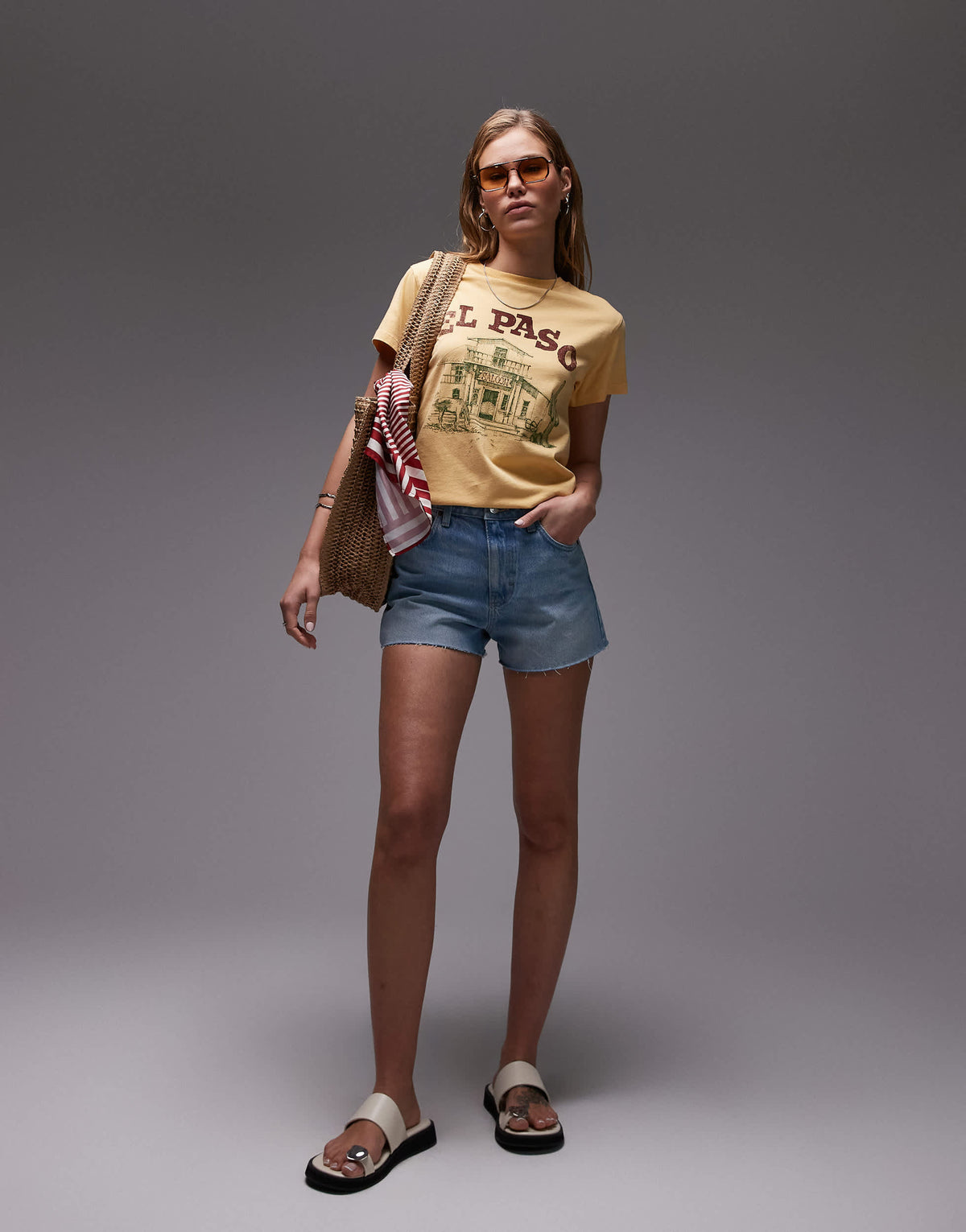 Topshop denim A-line shorts in bleach