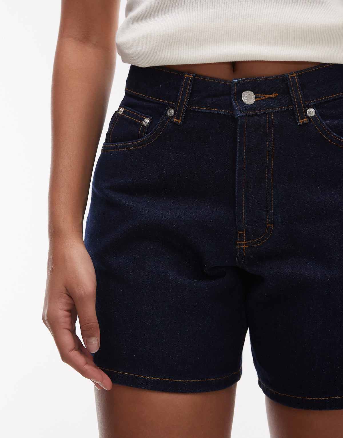 Topshop Hourglass denim Editor shorts in raw look indigo