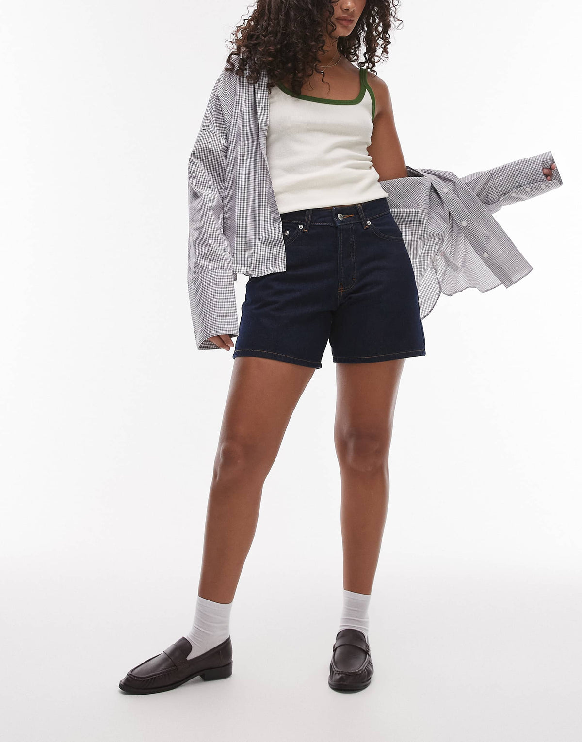 Topshop Hourglass denim Editor shorts in raw look indigo