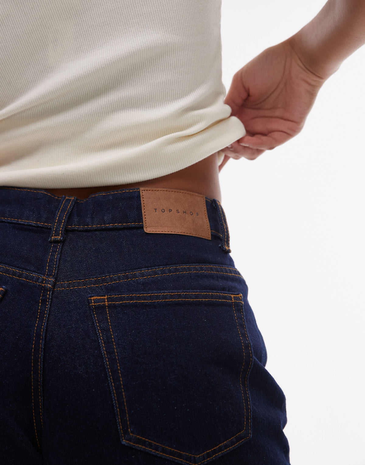 Topshop Hourglass denim Editor shorts in raw look indigo