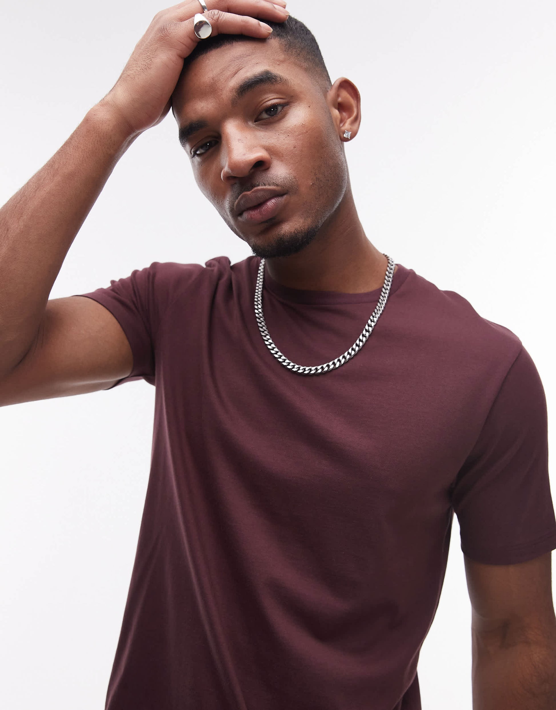 Topman classic fit t-shirt in brown