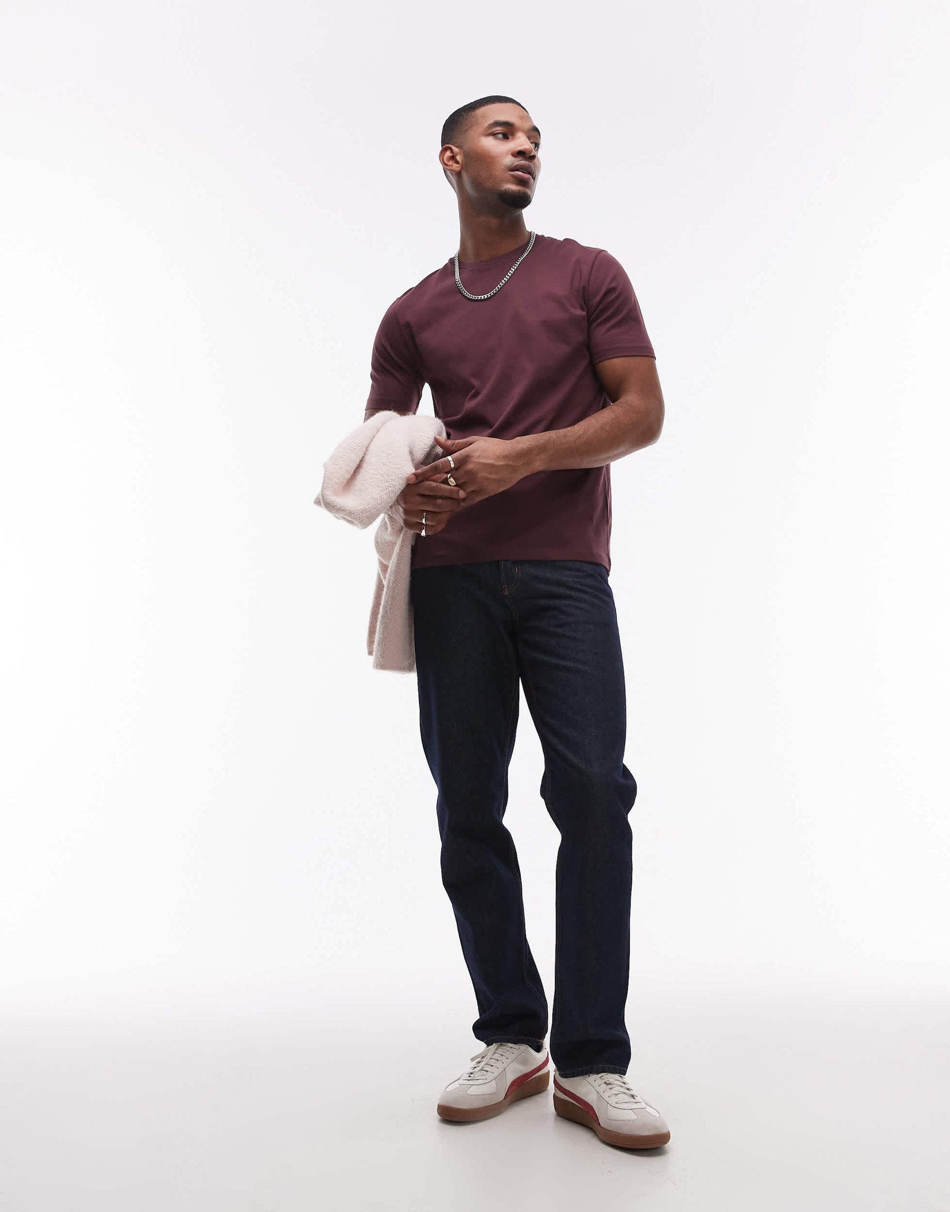Topman classic fit t-shirt in brown
