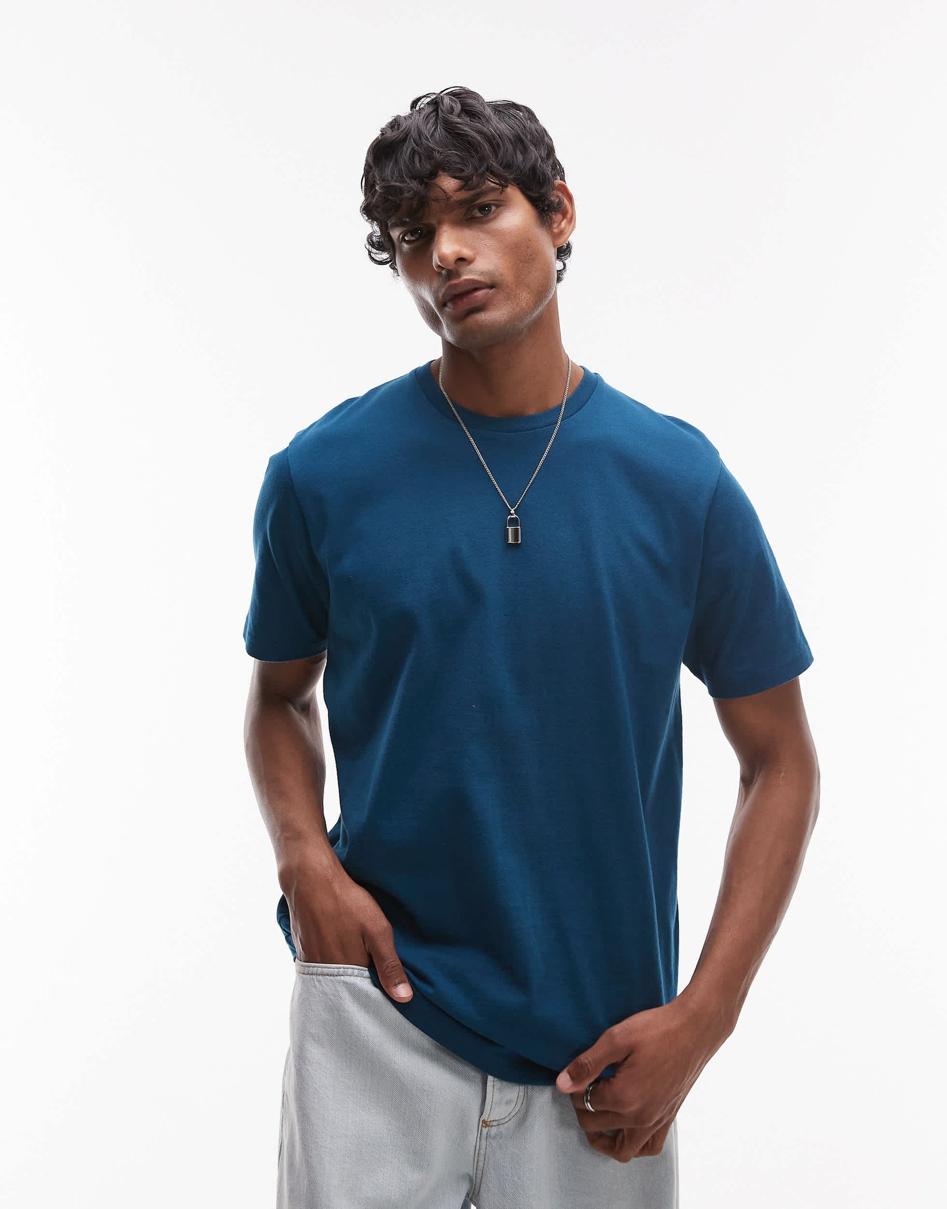 Topman classic fit t-shirt in teal