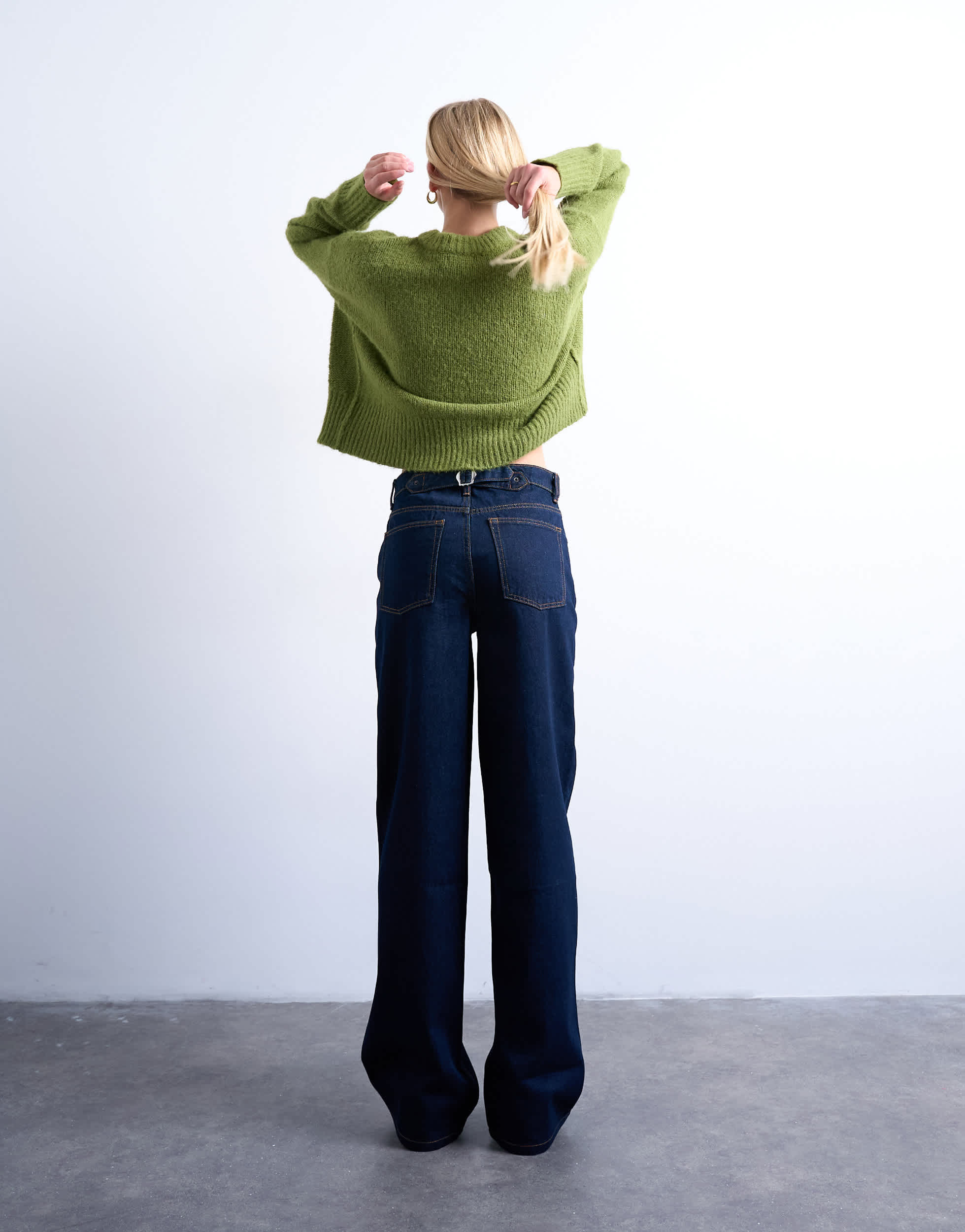 Topshop Tall Cinch low rise relaxed jean in raw look indigo