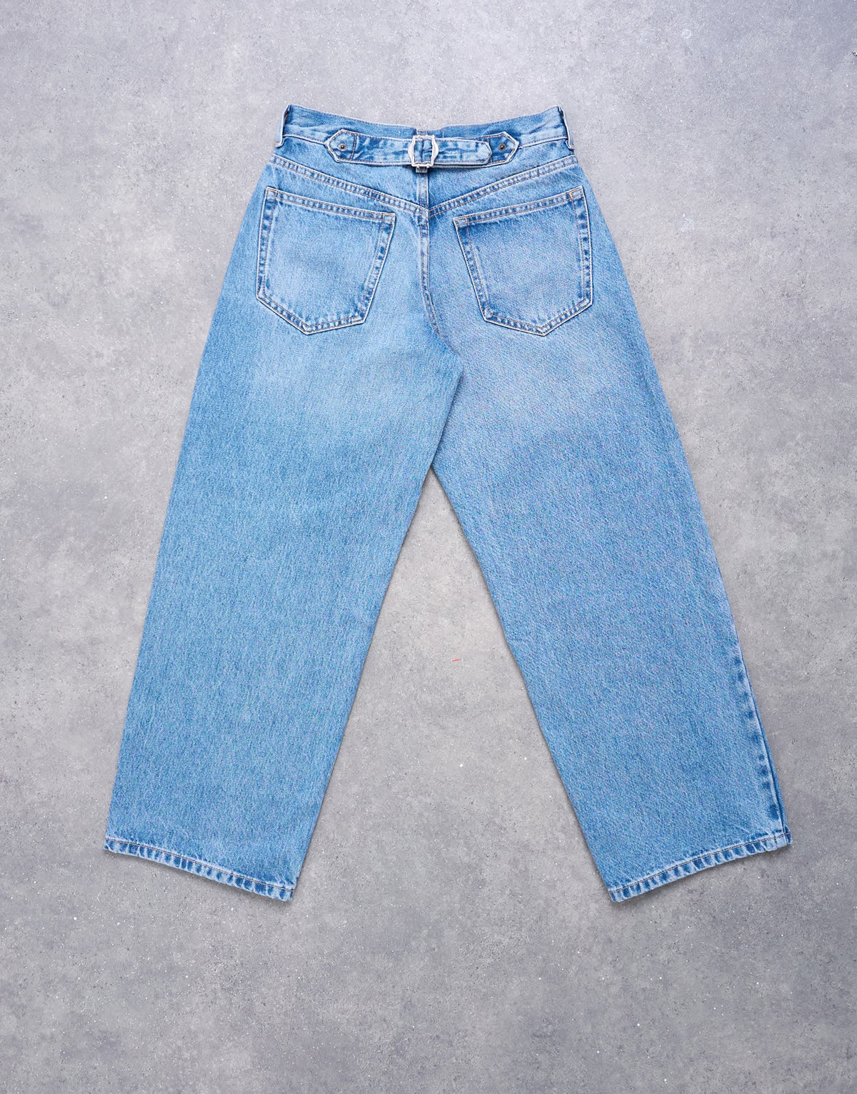 Topshop Petite Cinch low rise relaxed jean in vintage blue