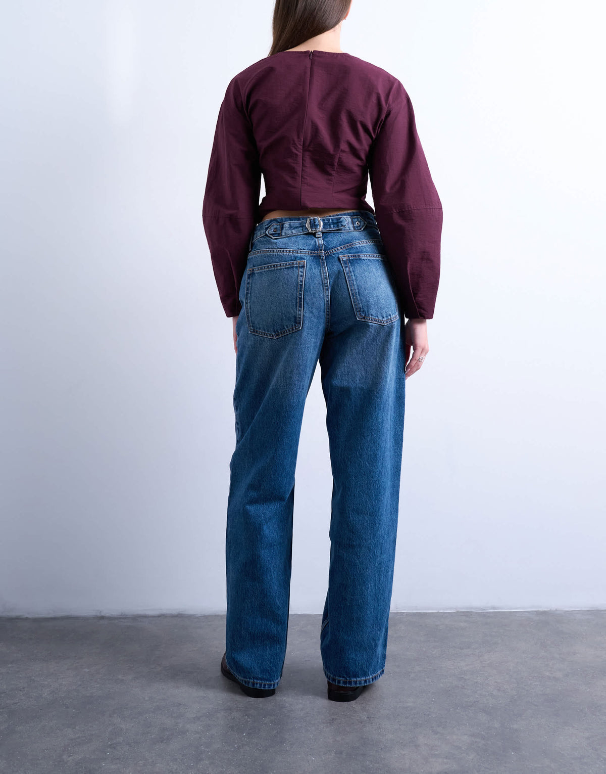 Topshop Hourglass Cinch low rise relaxed jean in vintage blue