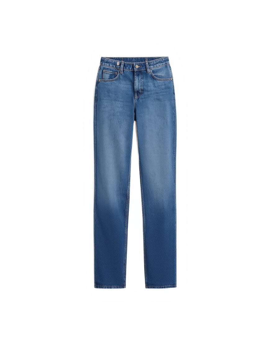 Topshop Tall Cinch low rise relaxed jean in vintage blue