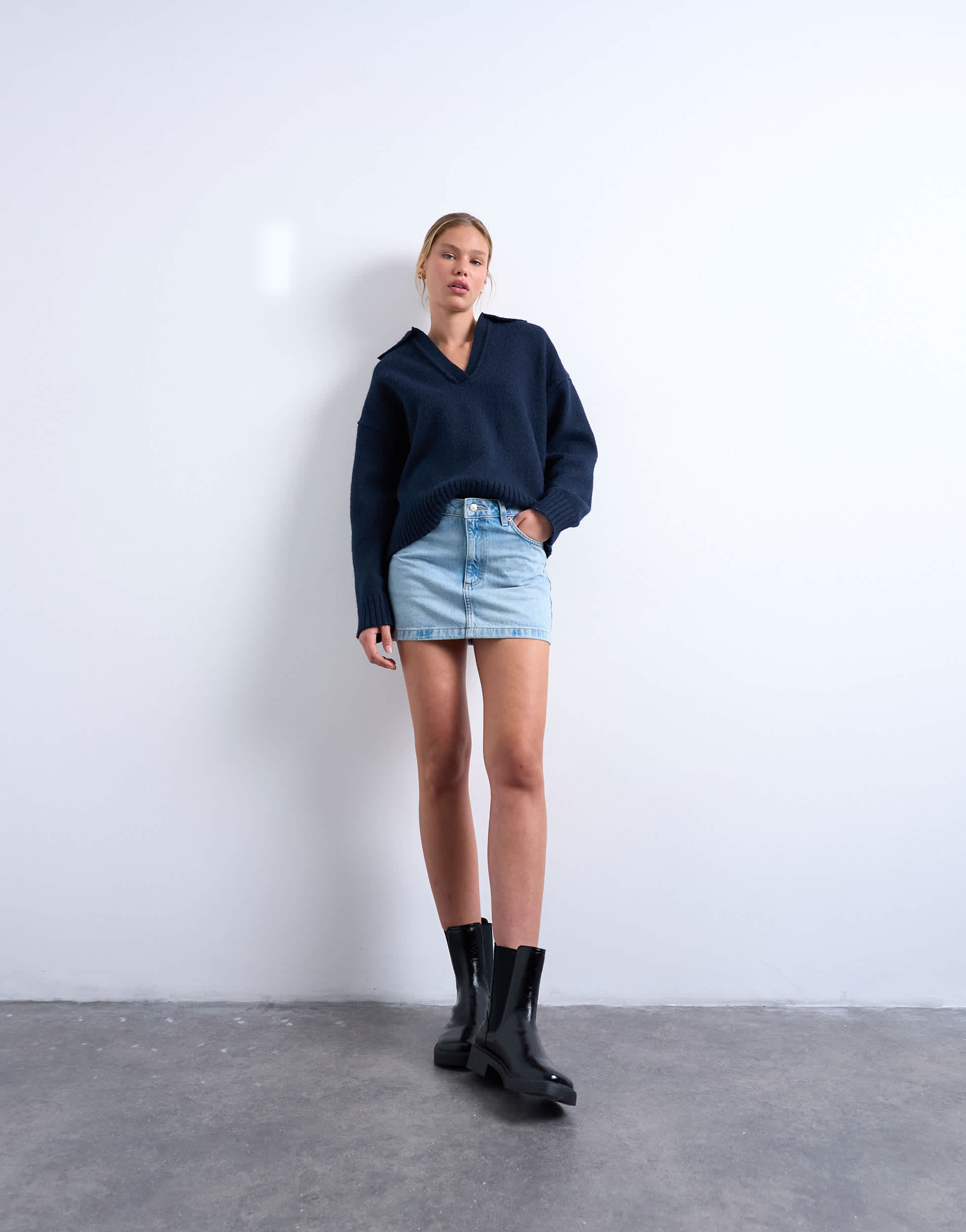 Topshop denim pelmet mini skirt in bleach