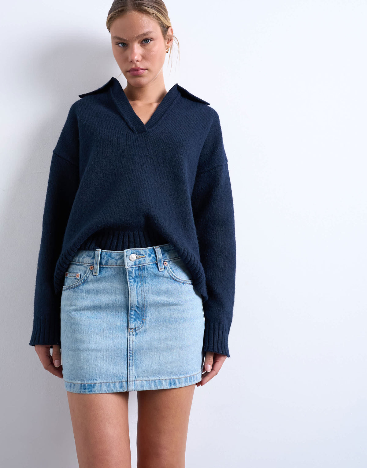 Topshop denim pelmet mini skirt in bleach