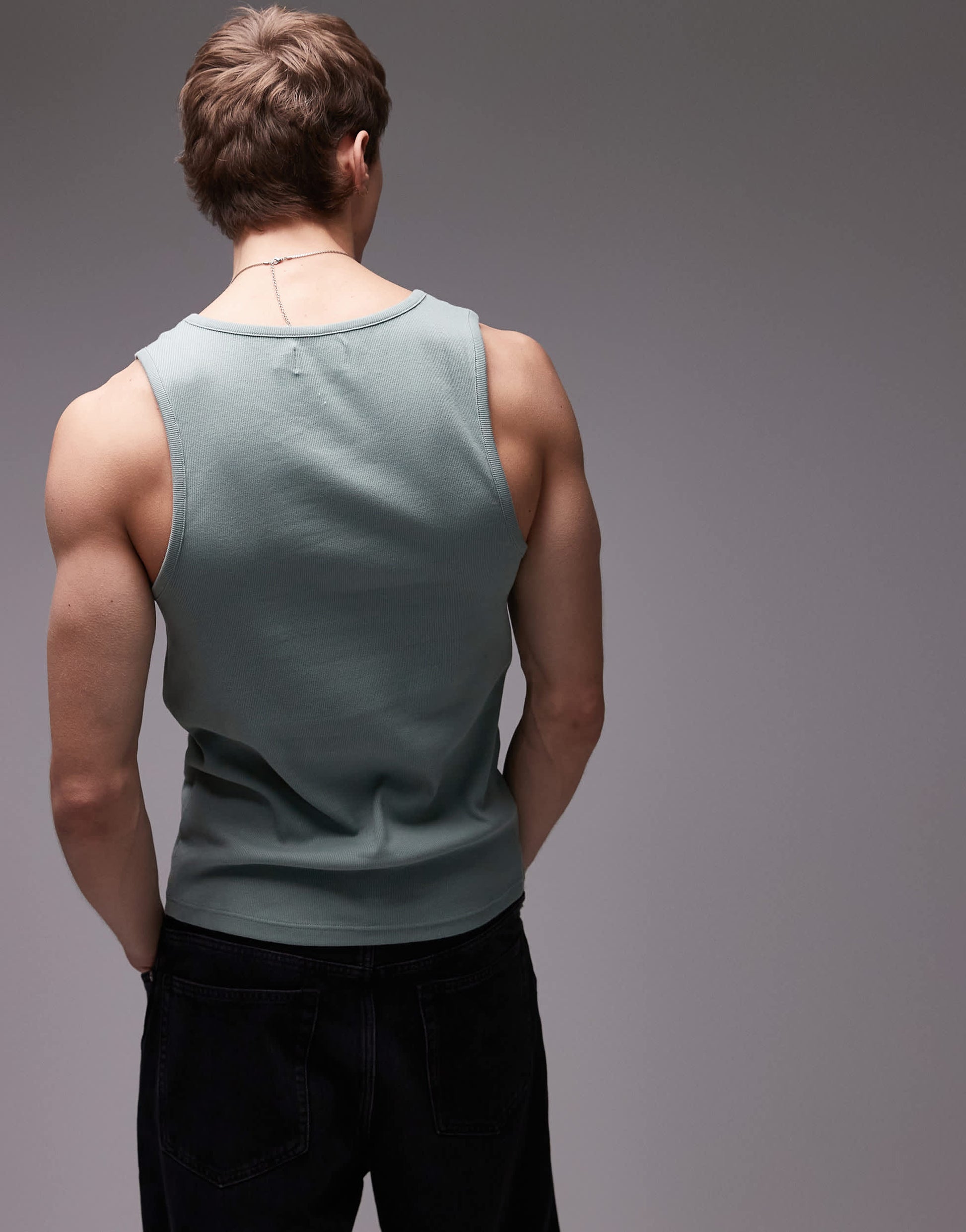 Topman rib vest in sage