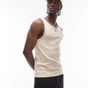 Topman rib vest in stone