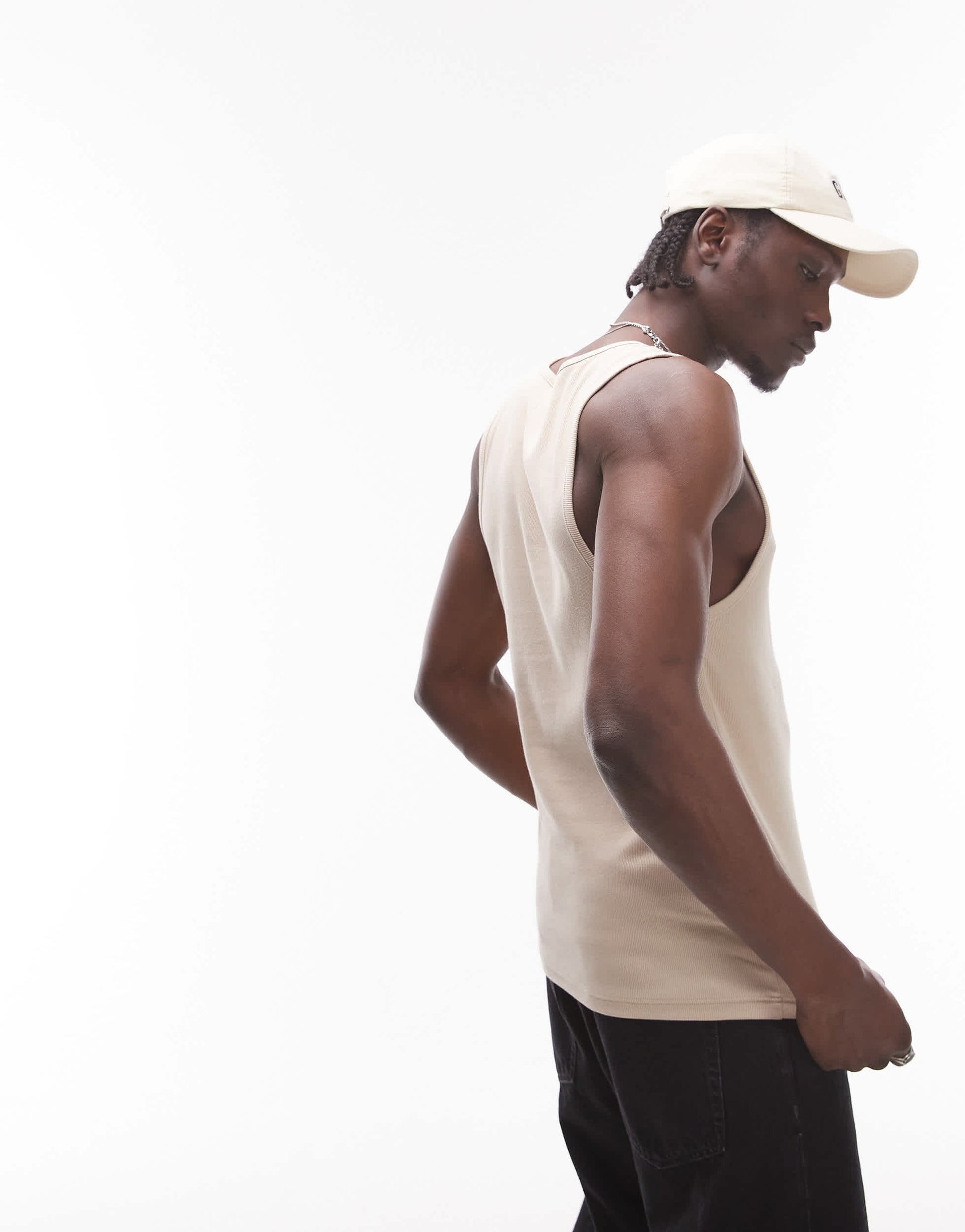 Topman rib vest in stone