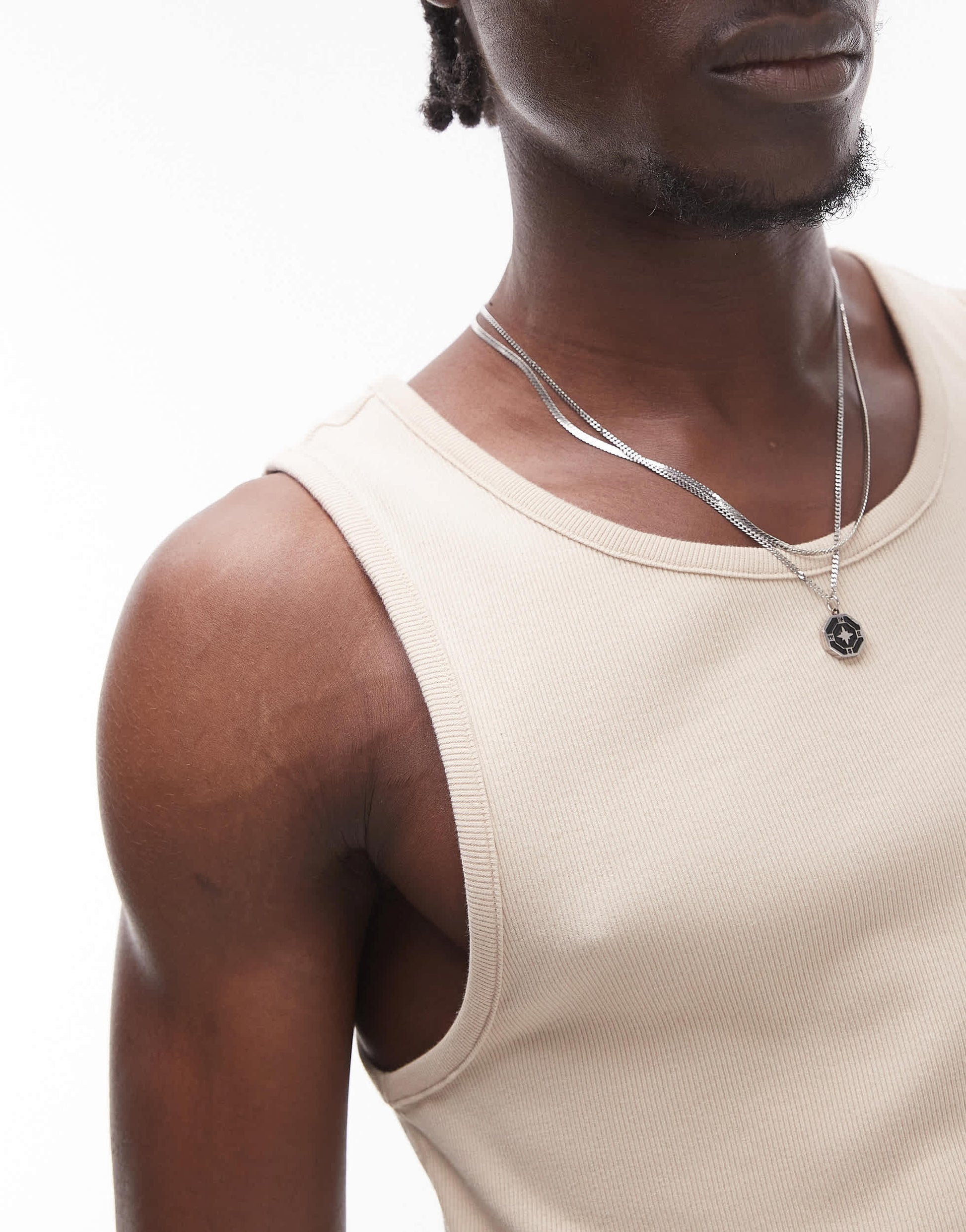 Topman rib vest in stone