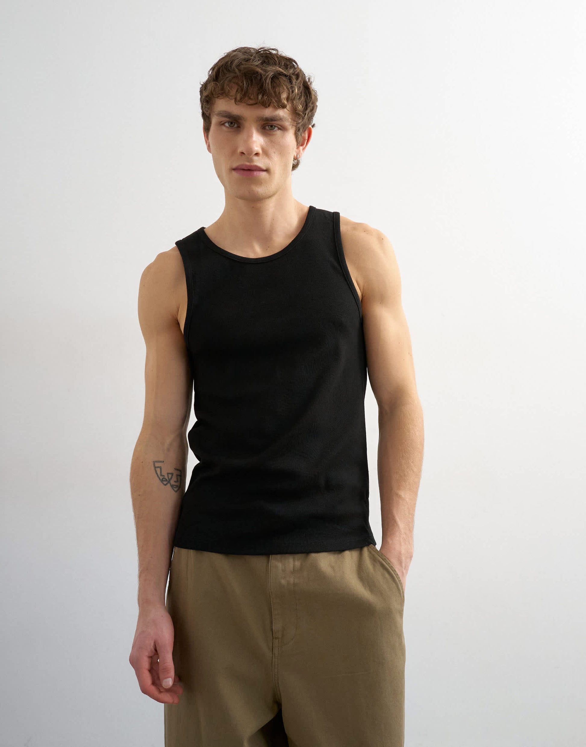 Topman rib vest in black