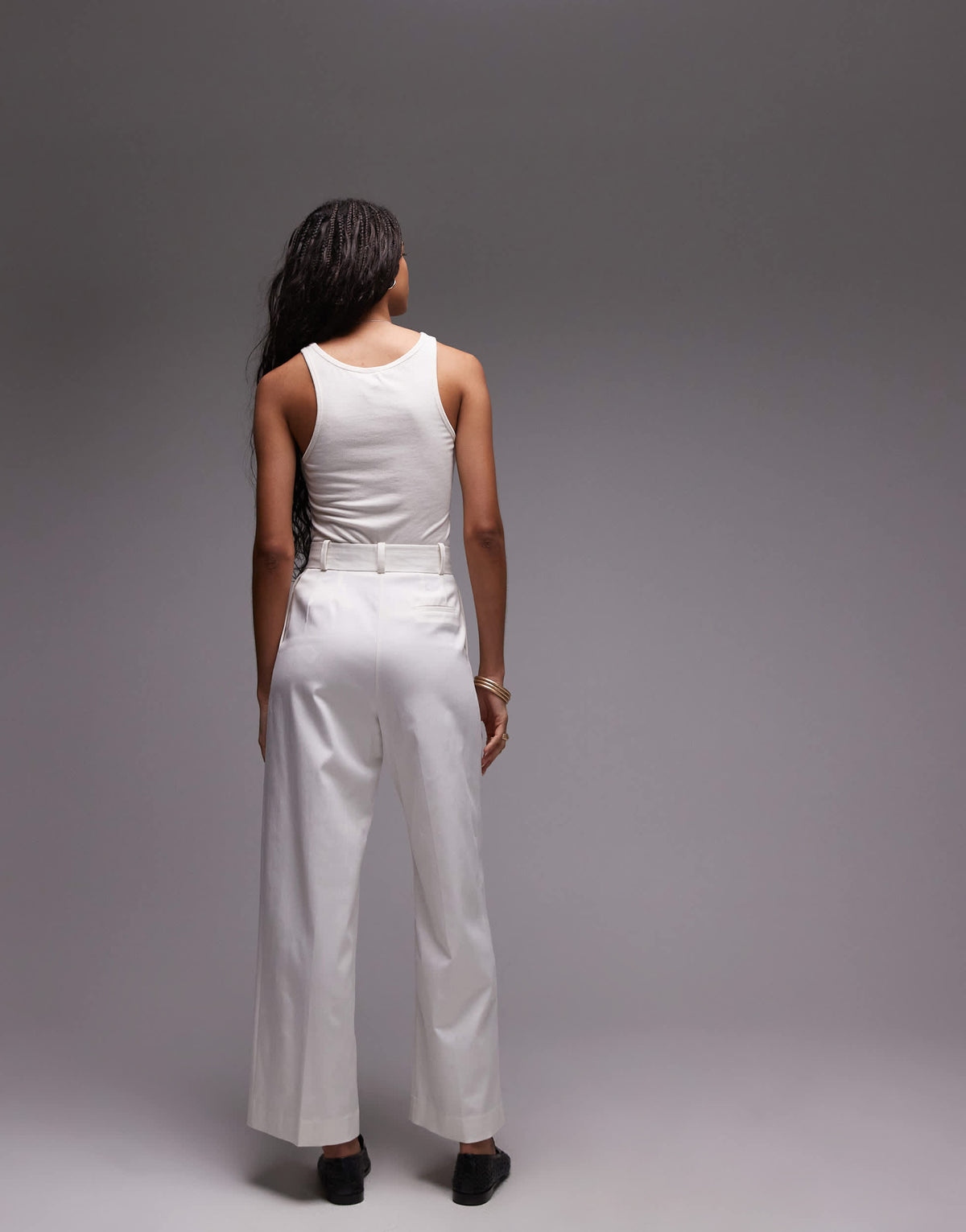Topshop premium double pleat straight leg tailored trouser in white