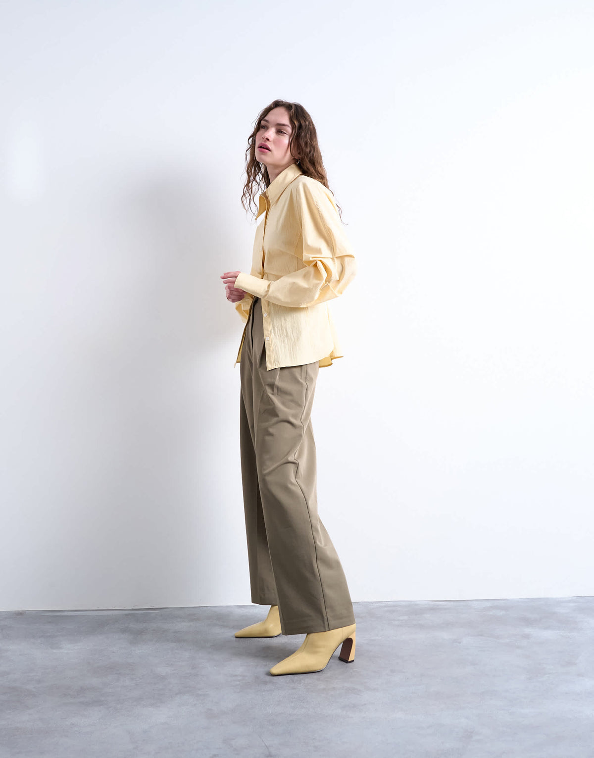 Topshop premium double pleat straight leg tailored trouser in khaki