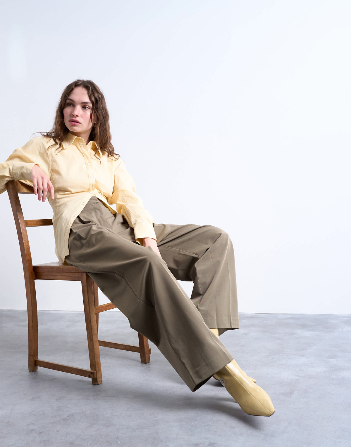Topshop premium double pleat straight leg tailored trouser in khaki