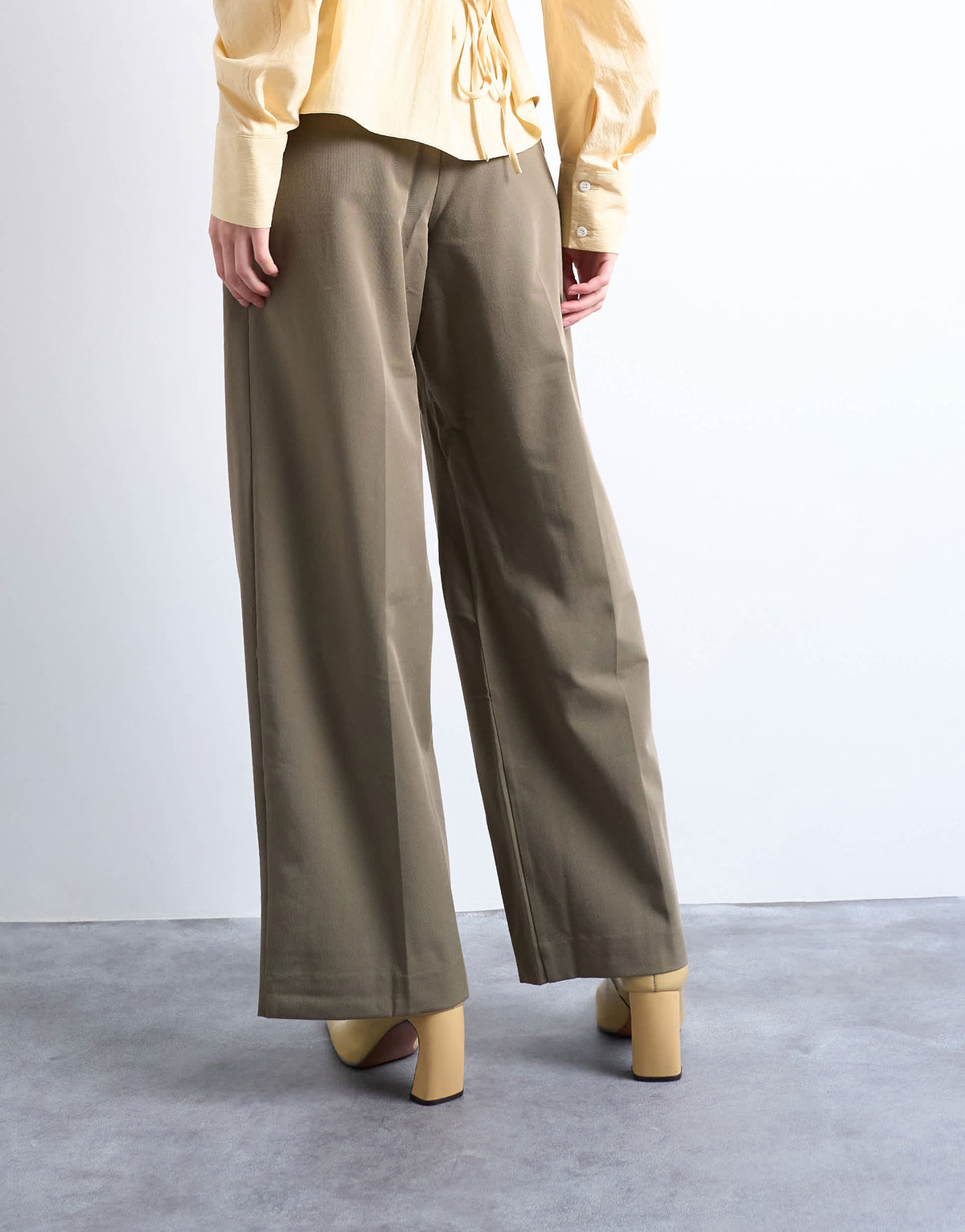 Topshop premium double pleat straight leg tailored trouser in khaki