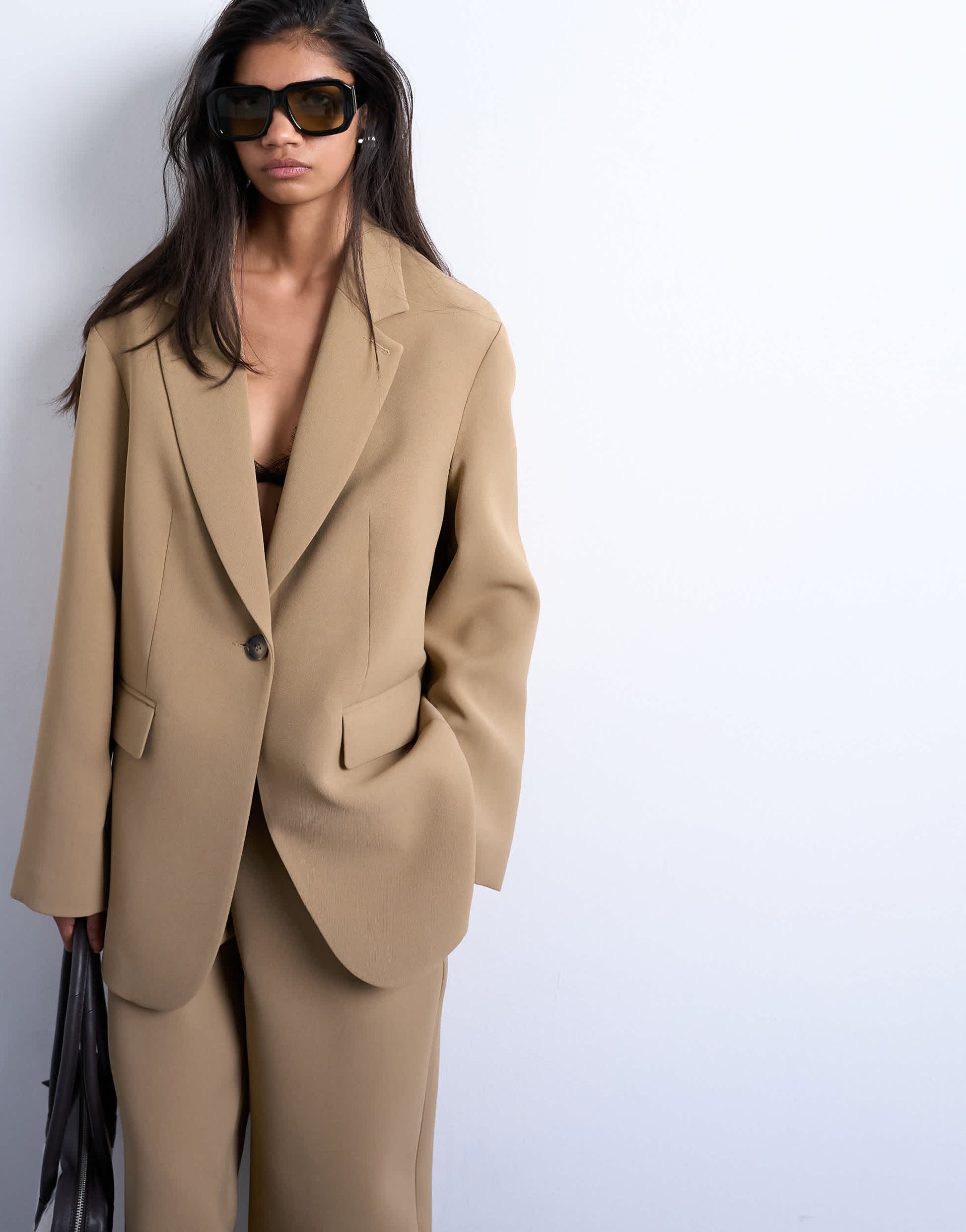 Topshop co ord oversized slouchy blazer in taupe