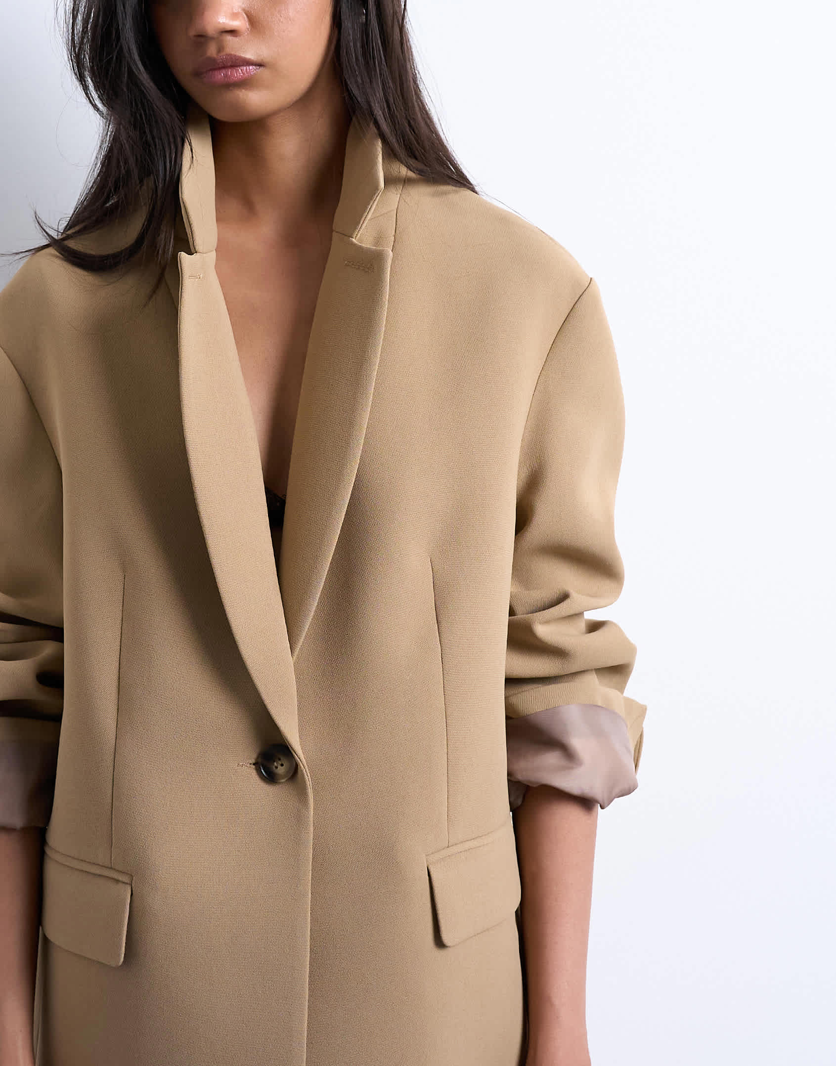 Topshop co ord oversized slouchy blazer in taupe