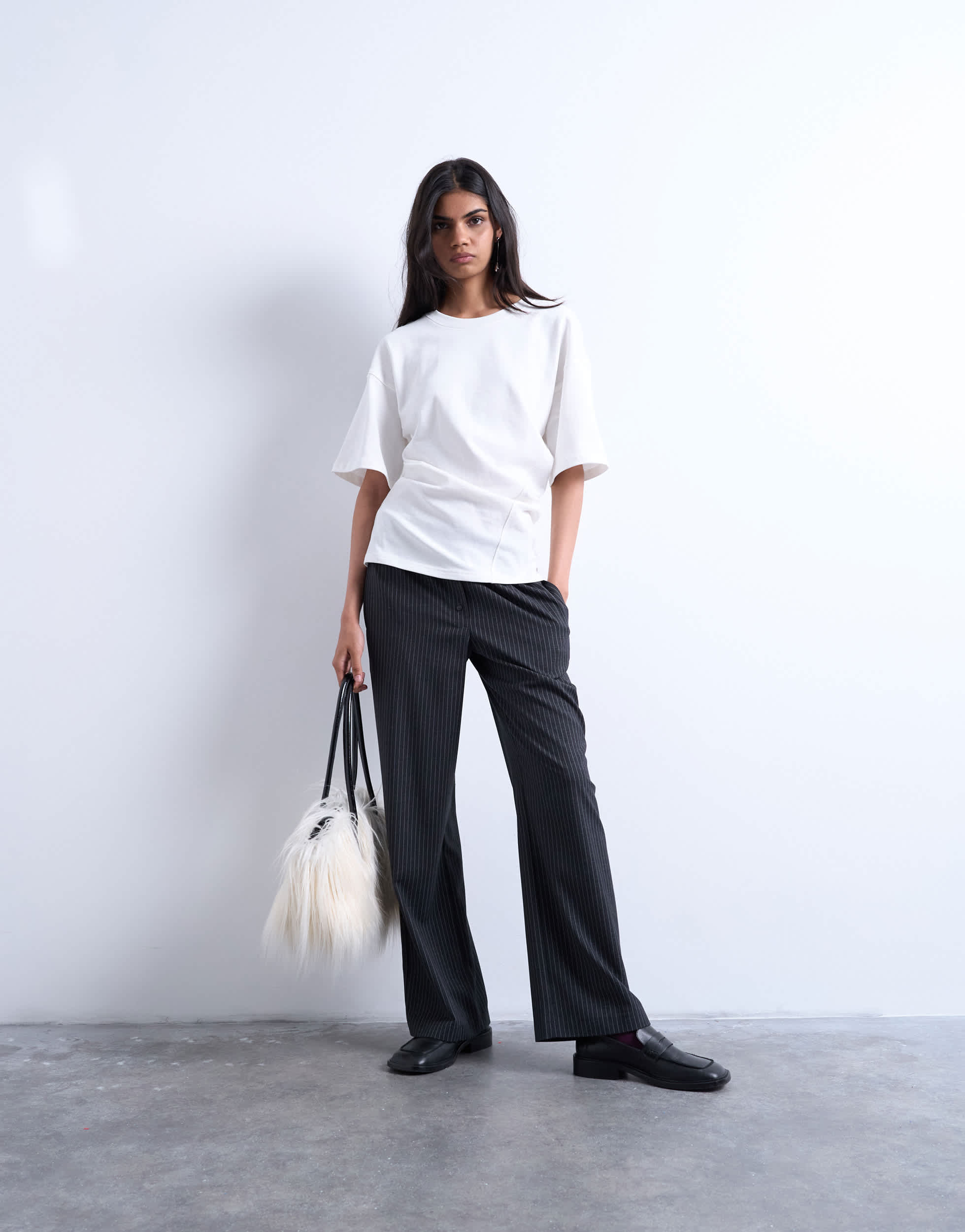 Boxer-jogger à fines rayures Topshop couleur anthracite