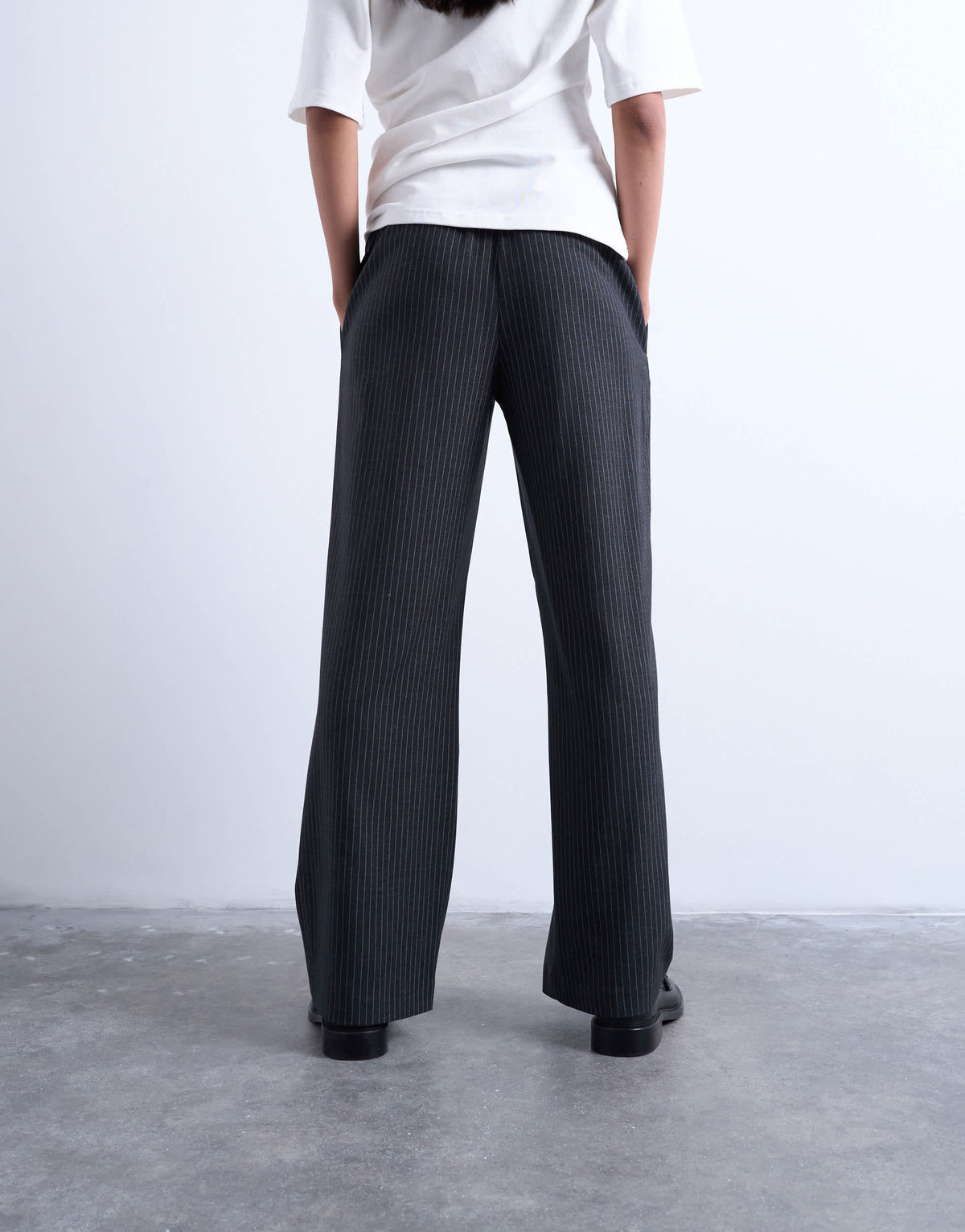 Topshop pinstripe boxer jogger in charcoal