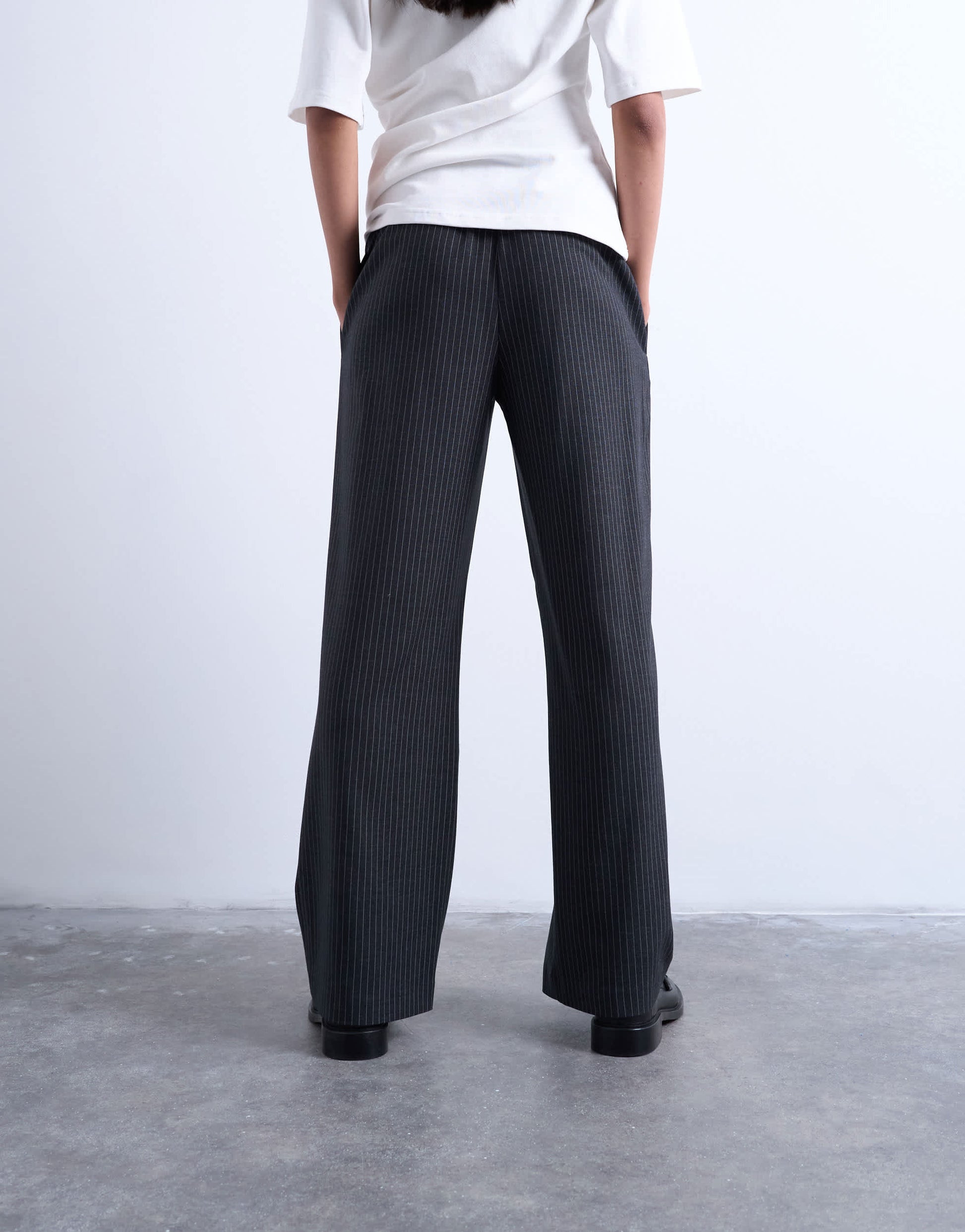 Topshop pinstripe boxer jogger in charcoal