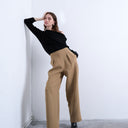 Topshop co ord slouchy clean waist band tailored trouser in taupe