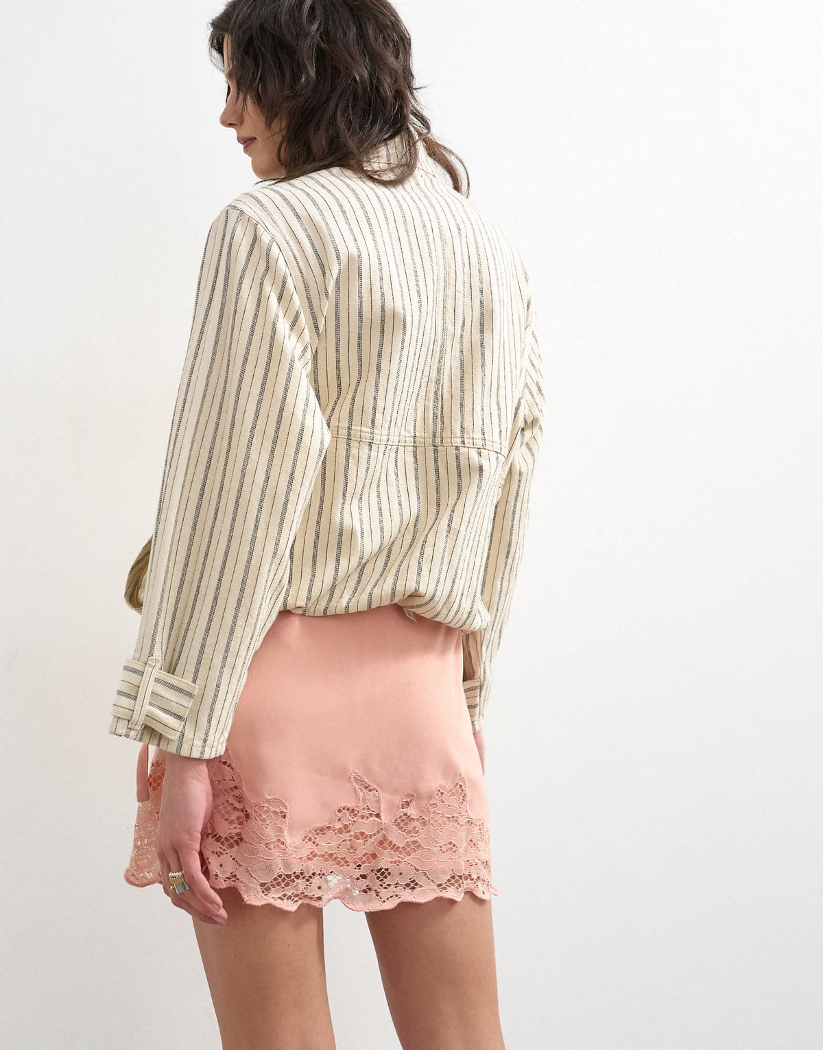Topshop lace hem wrap mini skirt in pink