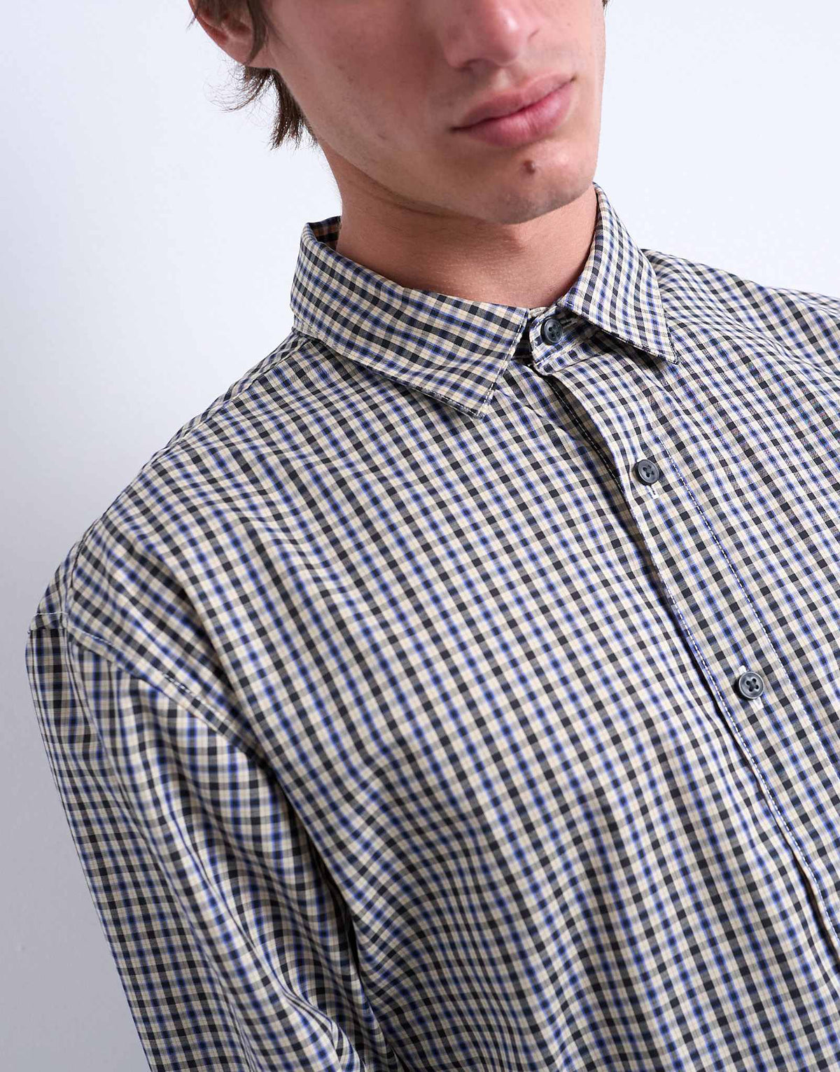 Topman oversized fit check shirt in blue