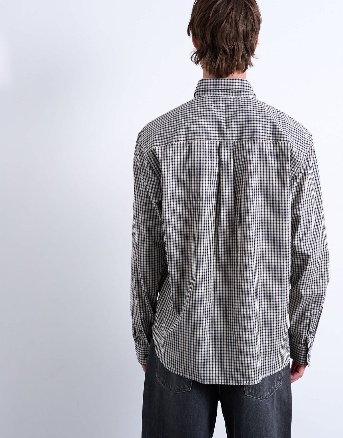 Topman oversized fit check shirt in blue