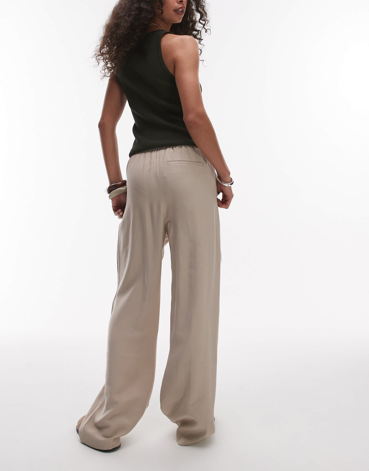 Topshop elasticated waistband tailored jogger trouser in stone