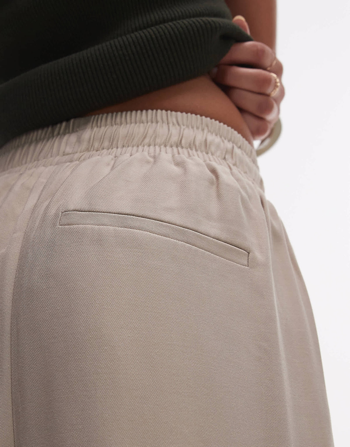 Topshop elasticated waistband tailored jogger trouser in stone