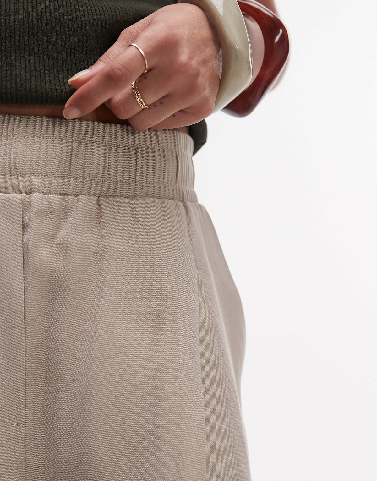 Topshop elasticated waistband tailored jogger trouser in stone