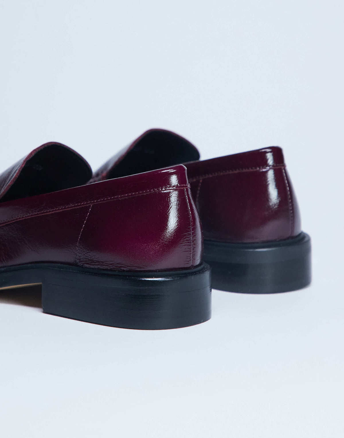 Topshop Premium Clover real leather loafers with ruched detail in burgundy