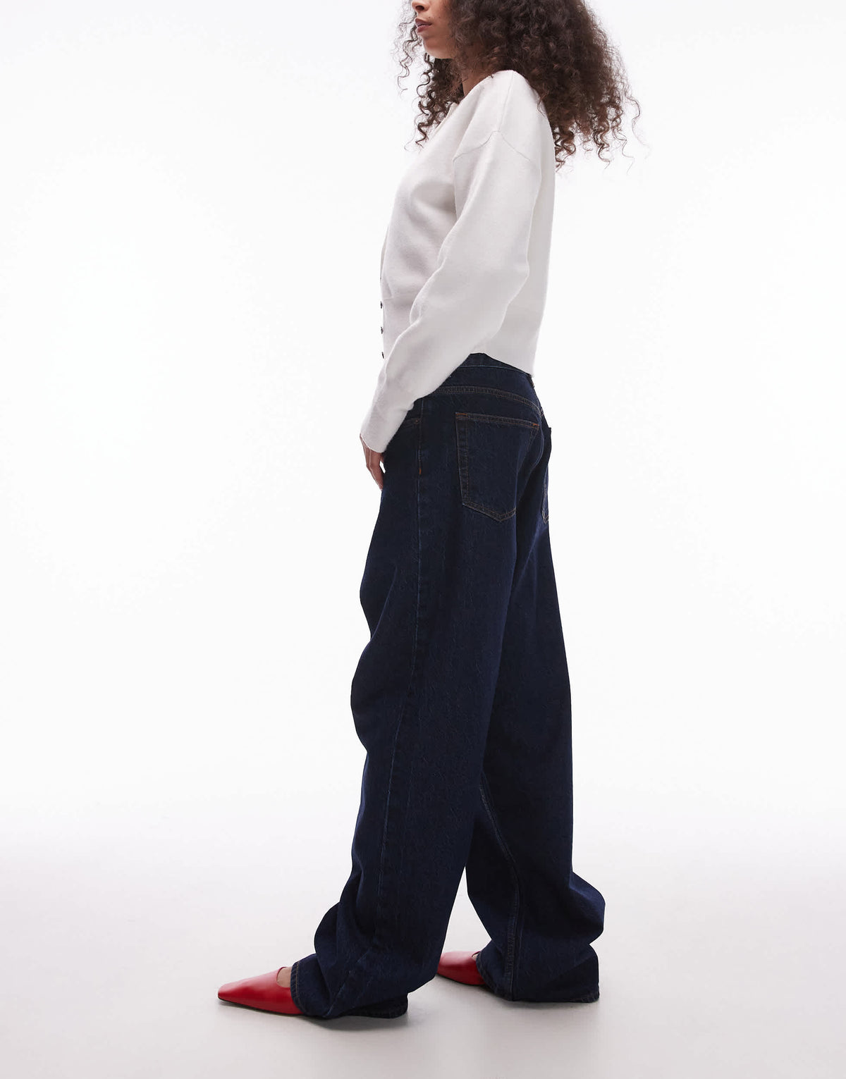 Topshop mid rise loose fit jean in rinse wash