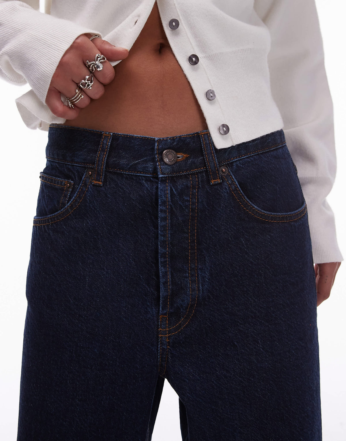 Topshop mid rise loose fit jean in rinse wash
