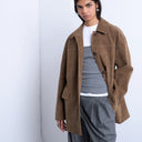 Topshop Premium-Jacke aus echtem Wildleder mit aufgesetzten Taschen in Hellbraun