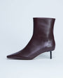 Topshop Narla premium real leather high pin heeled ankle boots in burgundy