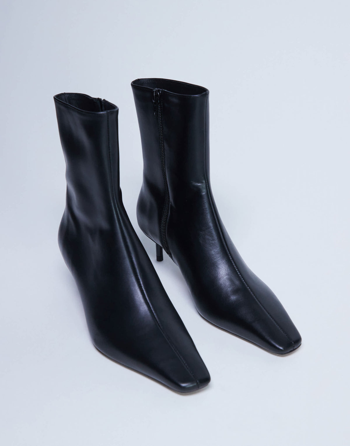 Topshop Narla premium real leather high pin heeled ankle boots in black