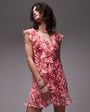 Topshop ruffle pintuck mini dress in pink floral