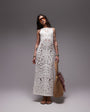 Topshop knitted premium crochet maxi dress in ivory