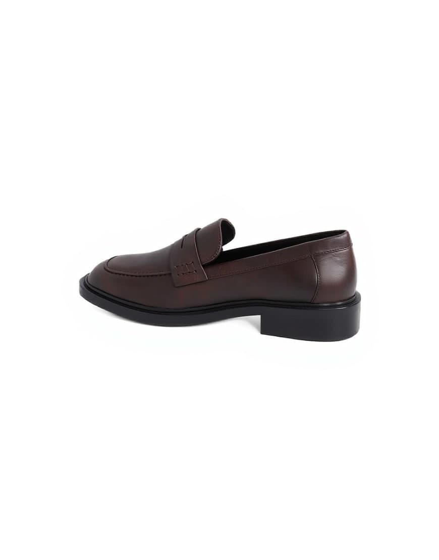 Topshop Cole premium real leather square toe loafers in distressed brown